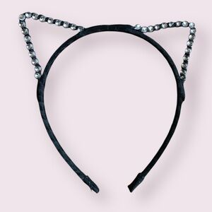 Black Cat Ear Headband with Rhinestones